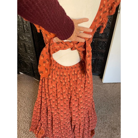 Madewell Rust Floral Midi Dress - Picture 5 of 12